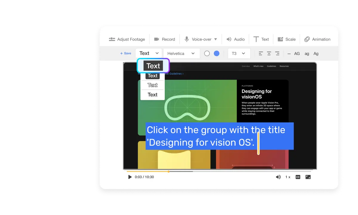 Visla adding AI voiceover and auto‑generated subtitles to a tutorial
